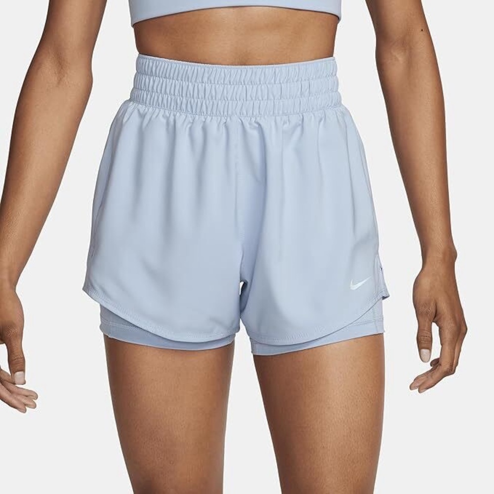 Nike One Women’s Dri-FIT High-Waisted 3” 2-in-1 Shorts in Light Armory Blue